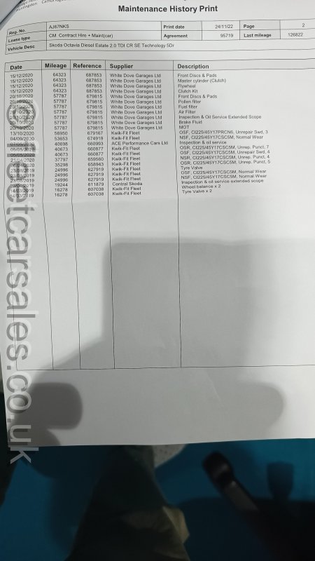 skoda octavia service record