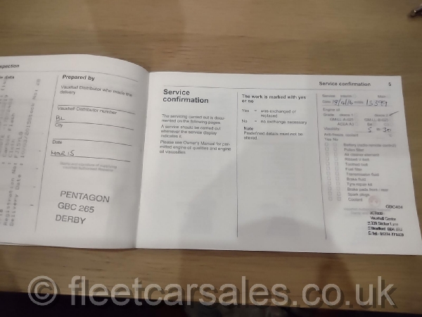 Vauxhall Insignia Touring 2.0 CDTi service book