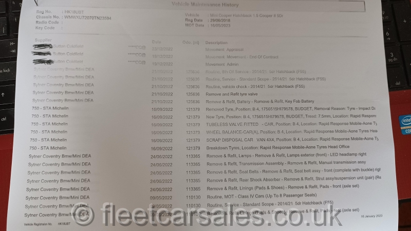 mini cooper II service documents